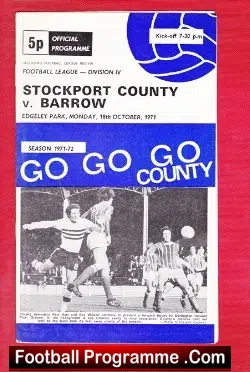 Stockport County v Barrow 1971 - football programme