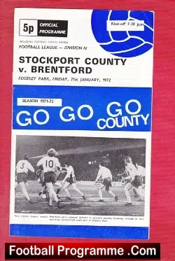 Stockport County v Brentford 1972 - football programme