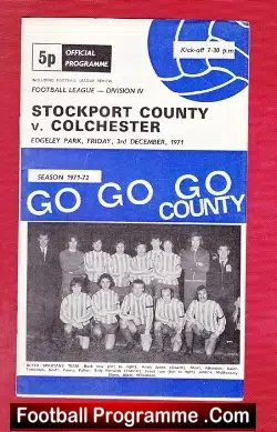 Stockport County v Colchester United 1971 - football programme