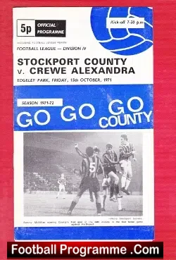 Stockport County v Crewe Alexandra 1971 - football programme