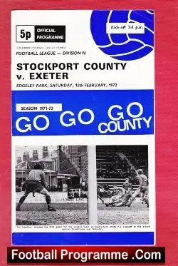 Stockport County v Exeter City 1972 - football programme