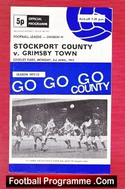 Stockport County v Grimsby Town 1972 - football programme