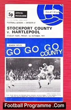 Stockport County v Hartlepool United 1971 - football programme