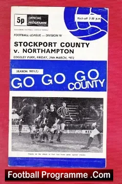 Stockport County v Northampton Town 1972 - football programme