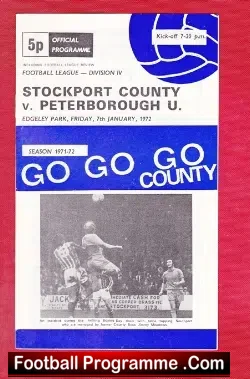 Stockport County v Peterborough United 1972 - football programme