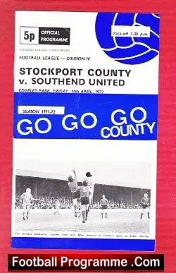 Stockport County v Southend United 1972 - football programme