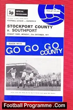 Stockport County v Southport 1971 - football programme