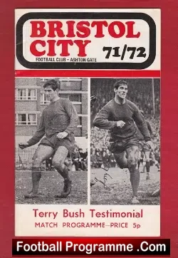 Terry Bush Testimonial Bristol City Multi Autographed 1971 - football programme