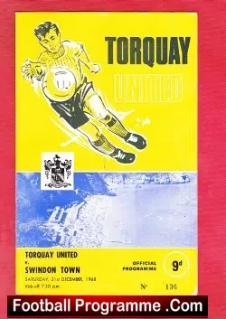 Torquay United v Swindon Town 1968