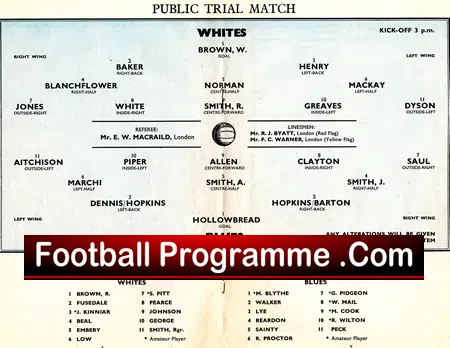 Tottenham Hotspur Public Trials Match 1963