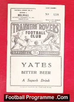 Tranmere Rovers v Millwall 1961