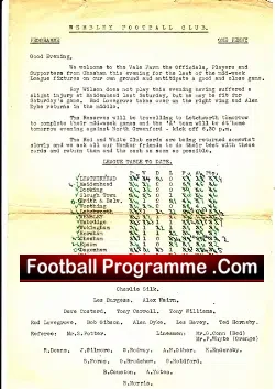 Wembley v Chesham 1960s – Single Sheet Programme