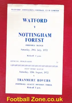 Watford v Nottingham Forest 1972 – Friendly Match