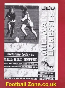Millwall Ladies v Mill Hill United 1994 - Womens Football