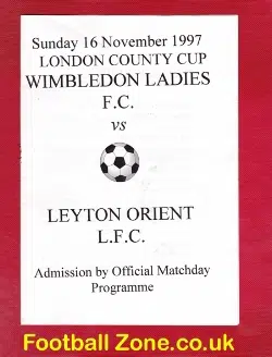 Wimbledon Ladies v Leyton Orient 1997 – Womens London County Cup