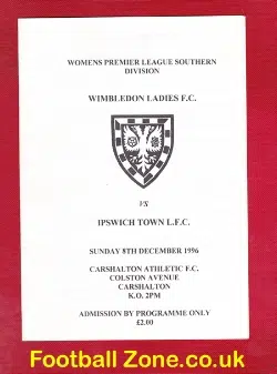 Wimbledon Ladies v Ipswich Town 1996 – Womens Football