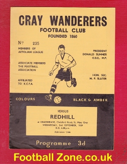 Cray Wanderers v Redhill 1959