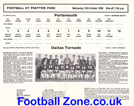 Portsmouth v Dallas Tornado 1969 – USA Friendly at Fratton Park