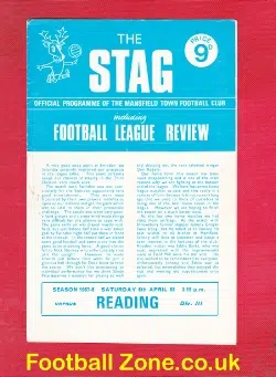 Mansfield Town v Reading 1968