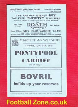 Cardiff Rugby v Pontypool 1948