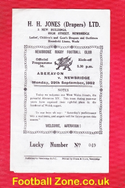 Newbridge Rugby v Aberavon 1952