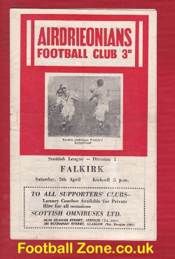 Airdrieonians Airdrie v Falkirk 1958 – Multi Autographed Signed