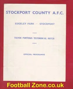 Trevor Porteous Testimonial Benefit Match Stockport County 1965