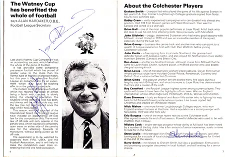 Colchester United v WBA 1971 - Watney Cup Final Multi Autograph