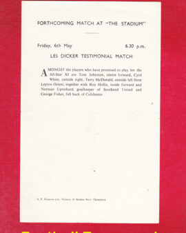 Chelmsford City v Barry Town 1960 – Single Sheet Programme