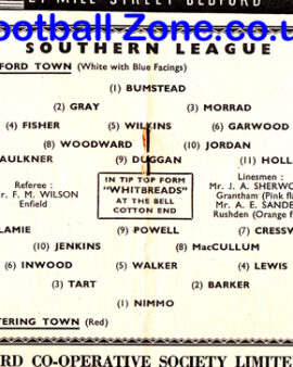Bedford Town v Kettering Town 1954 – 50’s