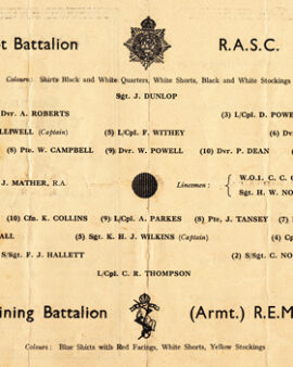 Royal Army Service Corps v 4th Training Battalion 1951 Aldershot