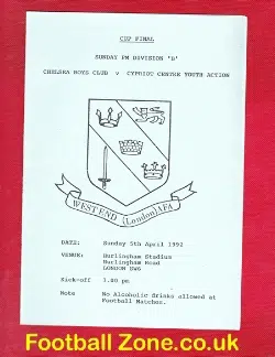 Chelsea Boys Club v Cypriot Centre Youth 1992 – Cup Final