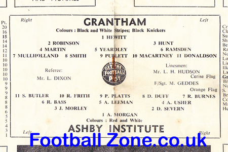 Grantham Town v Ashby Institute 1953 – FA Cup – Scunthorpe