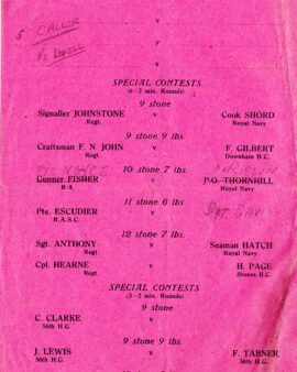 Boxing – Chislehurst Sidcup Boxing Programme 1943