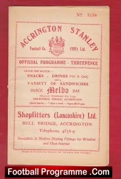 Accrington Stanley v Tranmere Rovers 1956