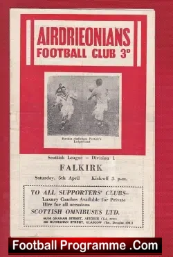 Airdrieonians Airdrie v Falkirk 1958 - Multi Autographed Signed - football programme