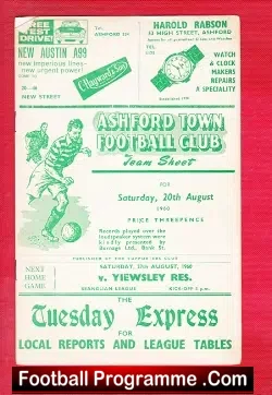 Ashford Town v Yiewsley 1960 – Reserves Match