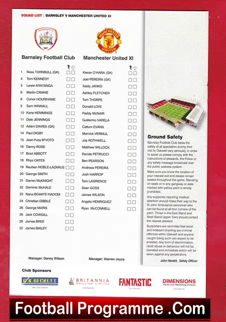 Barnsley v Manchester United 2014 - X1 Team Friendly