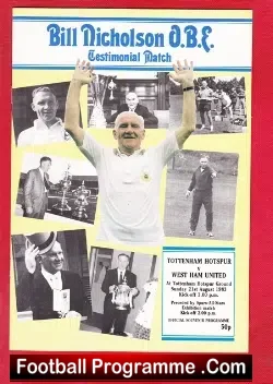 Bill Nicholson Testimonial Benefit Tottenham Hotspur 1983 PLUS