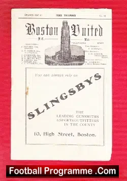Boston United v Gainsborough 1948 – 1940’s