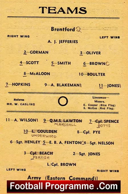 Brentford v British Army Eastern Command 1946 – Victory Cup