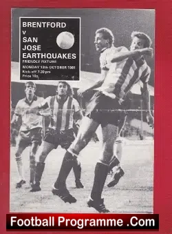 Brentford v San Jose Earthquakes 1981 - Friendly - George Best - football programme