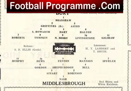 Bury v Middlesbrough 1946 – Old Football Programme