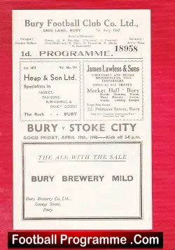 Bury v Stoke City 1946 - 1945/46 - football programme