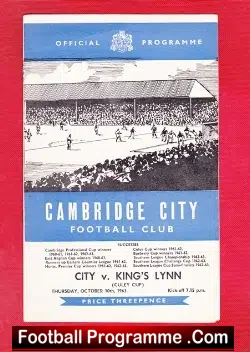 Cambridge City v Kings Lynn 1963 - football programme