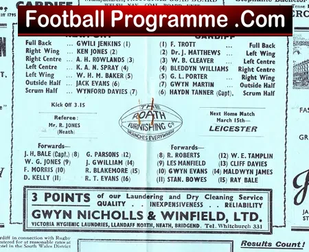 Cardiff Rugby v Newport 1947 – 1940s