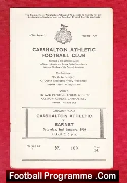 Carshalton Athletic v Barnet 1960