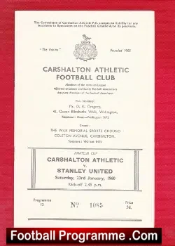 Carshalton Athletic v Stanley United 1960 – Amateur Cup