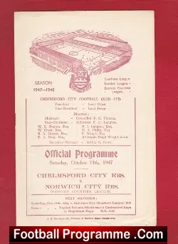 Chelmsford City v Norwich City 1947
