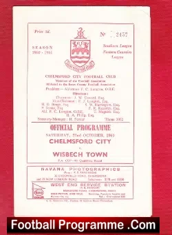 Chelmsford City v Wisbech Town 1960